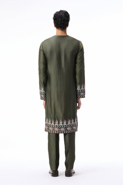 Edenwhirl - lush green chanderi silk kurta