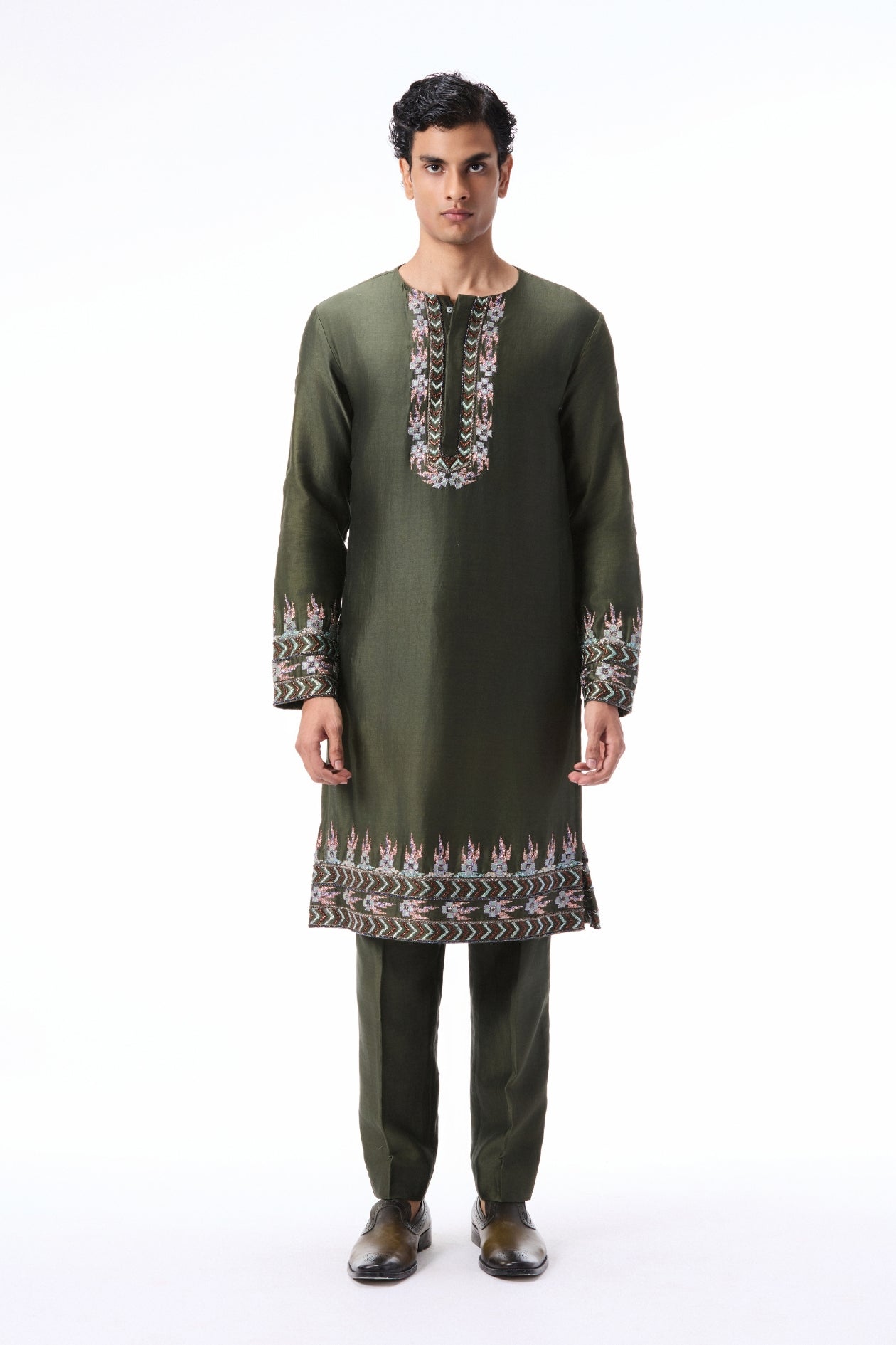 Edenwhirl - lush green chanderi silk kurta