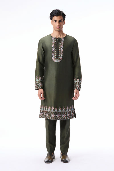 Edenwhirl - lush green chanderi silk kurta