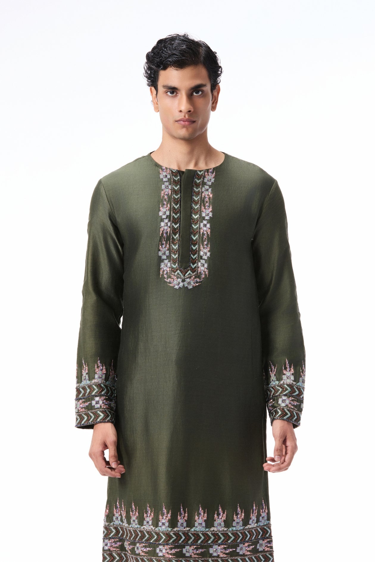 Edenwhirl - lush green chanderi silk kurta
