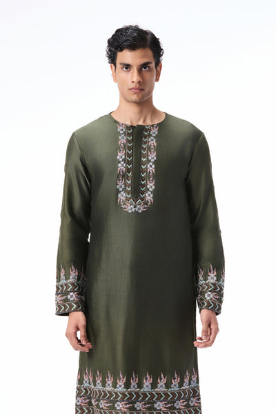 Edenwhirl - lush green chanderi silk kurta