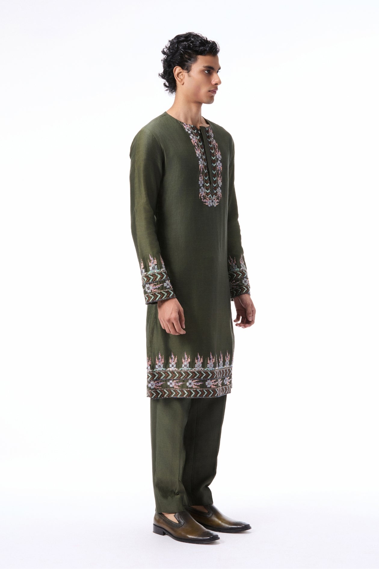 Edenwhirl - lush green chanderi silk kurta