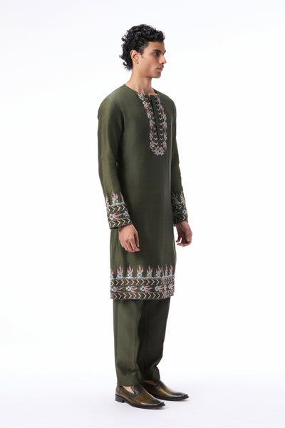 Edenwhirl - lush green chanderi silk kurta