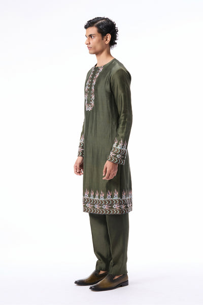 Edenwhirl - lush green chanderi silk kurta