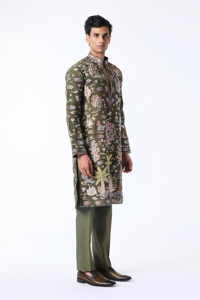 CHERRYCLOUD - LUSH GREEN organza kurta