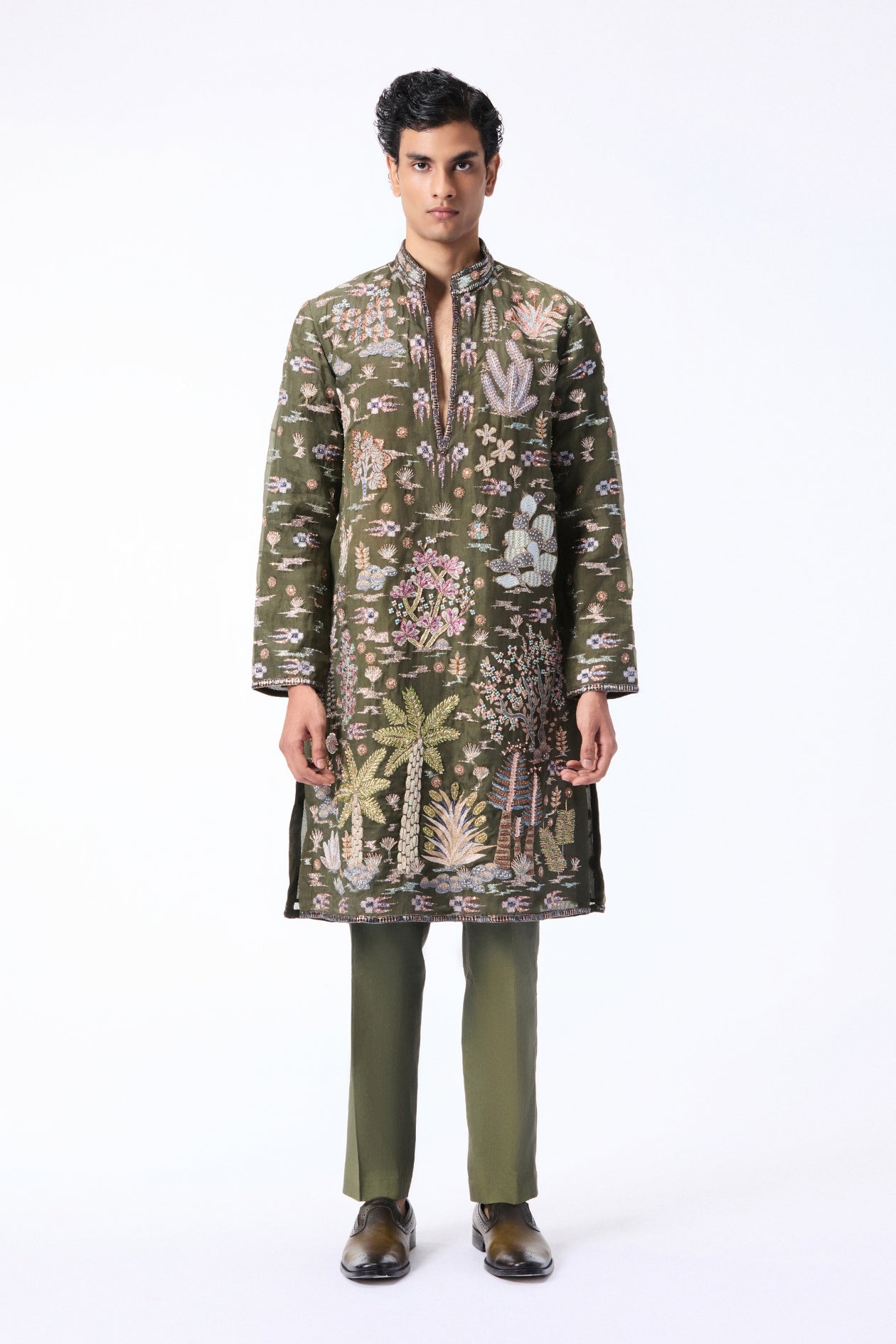 CHERRYCLOUD - LUSH GREEN organza kurta