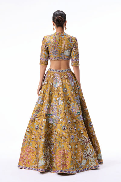 Sunspell mustard raw silk Lehenga