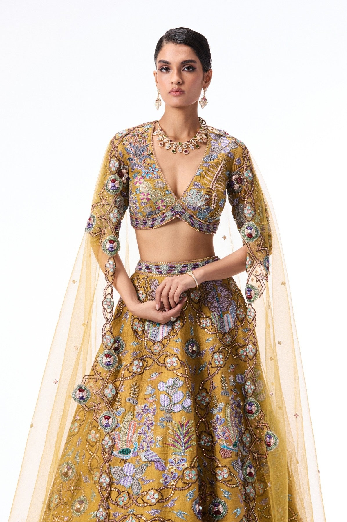 Sunspell mustard raw silk Lehenga