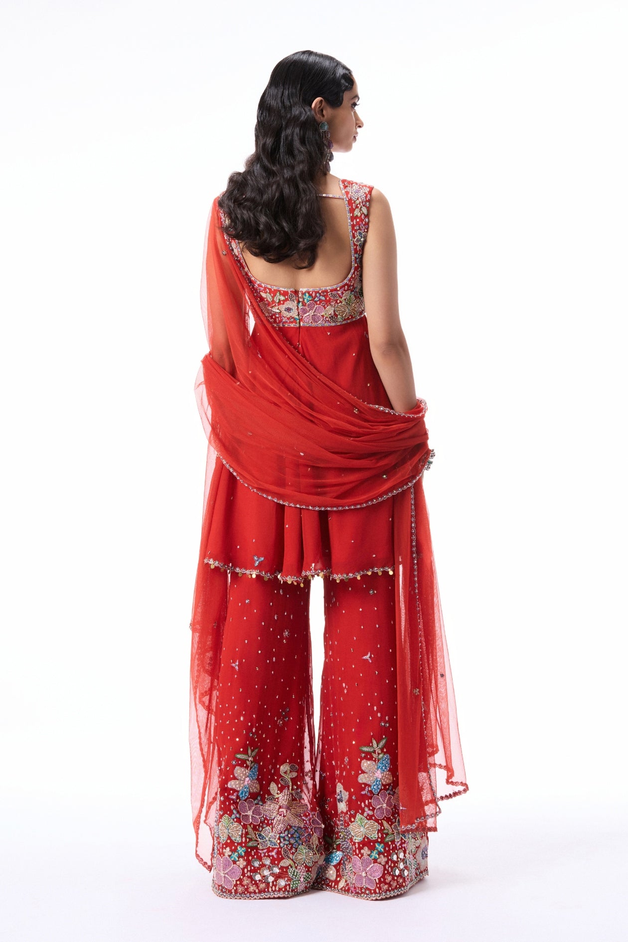 BLEUCIEL - Orange semi georgette sharara