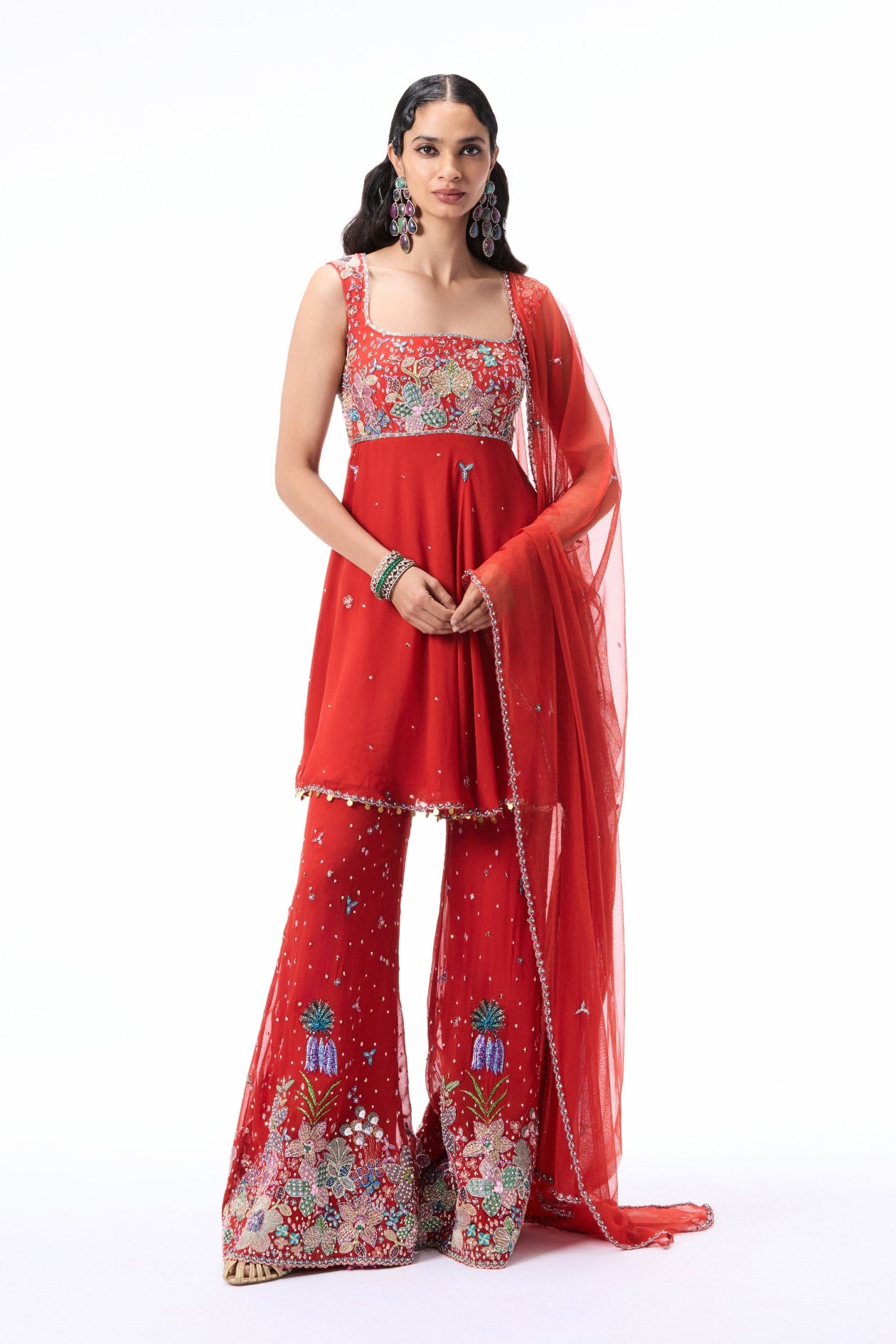 BLEUCIEL - Orange semi georgette sharara