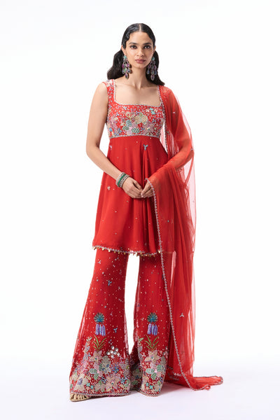 BLEUCIEL - Orange semi georgette sharara