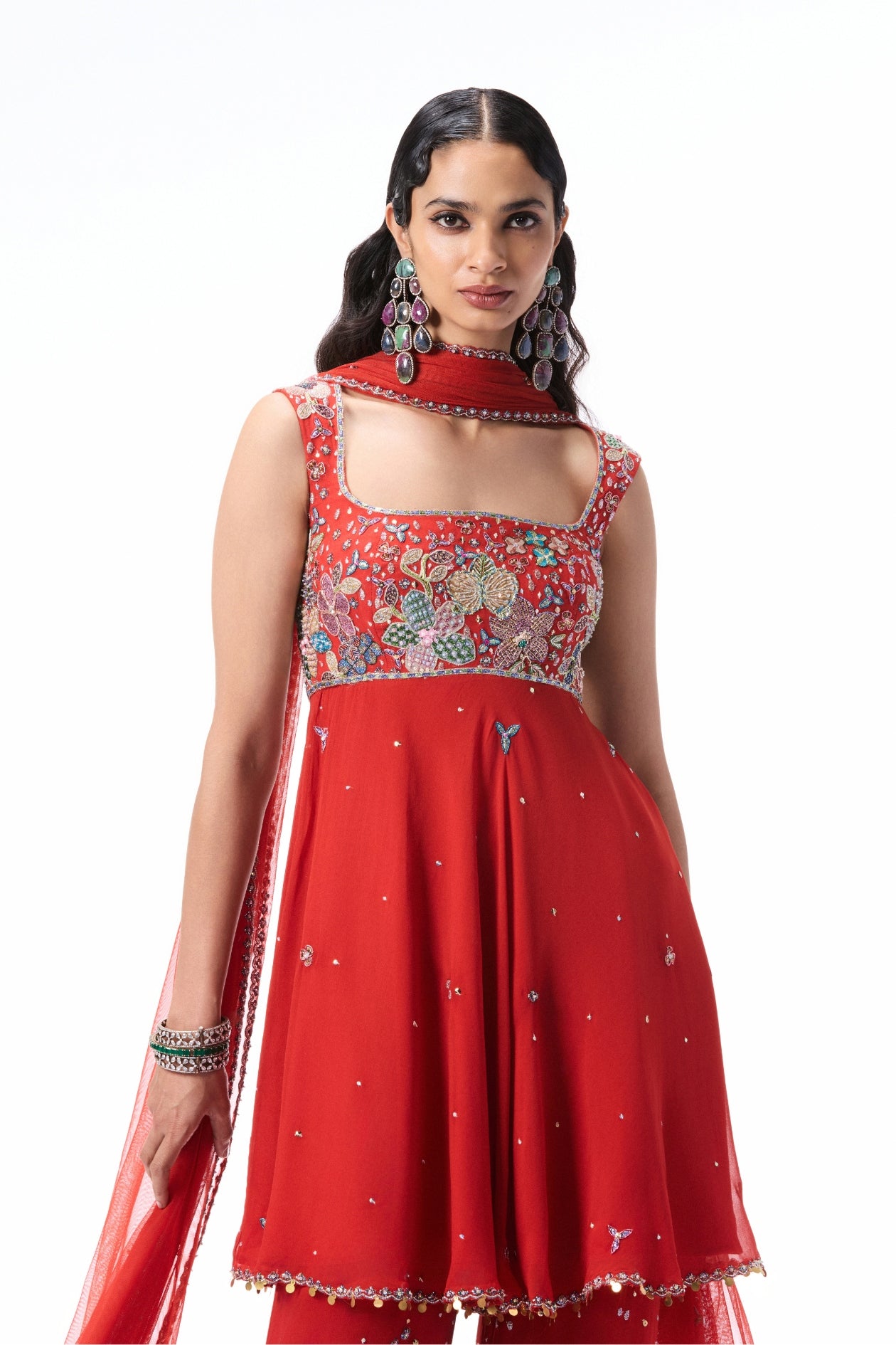 BLEUCIEL - Orange semi georgette sharara