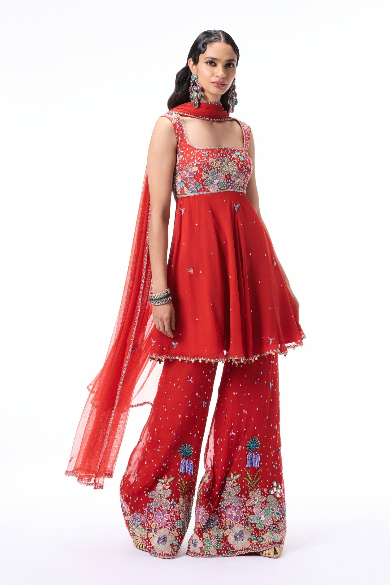 BLEUCIEL - Orange semi georgette sharara