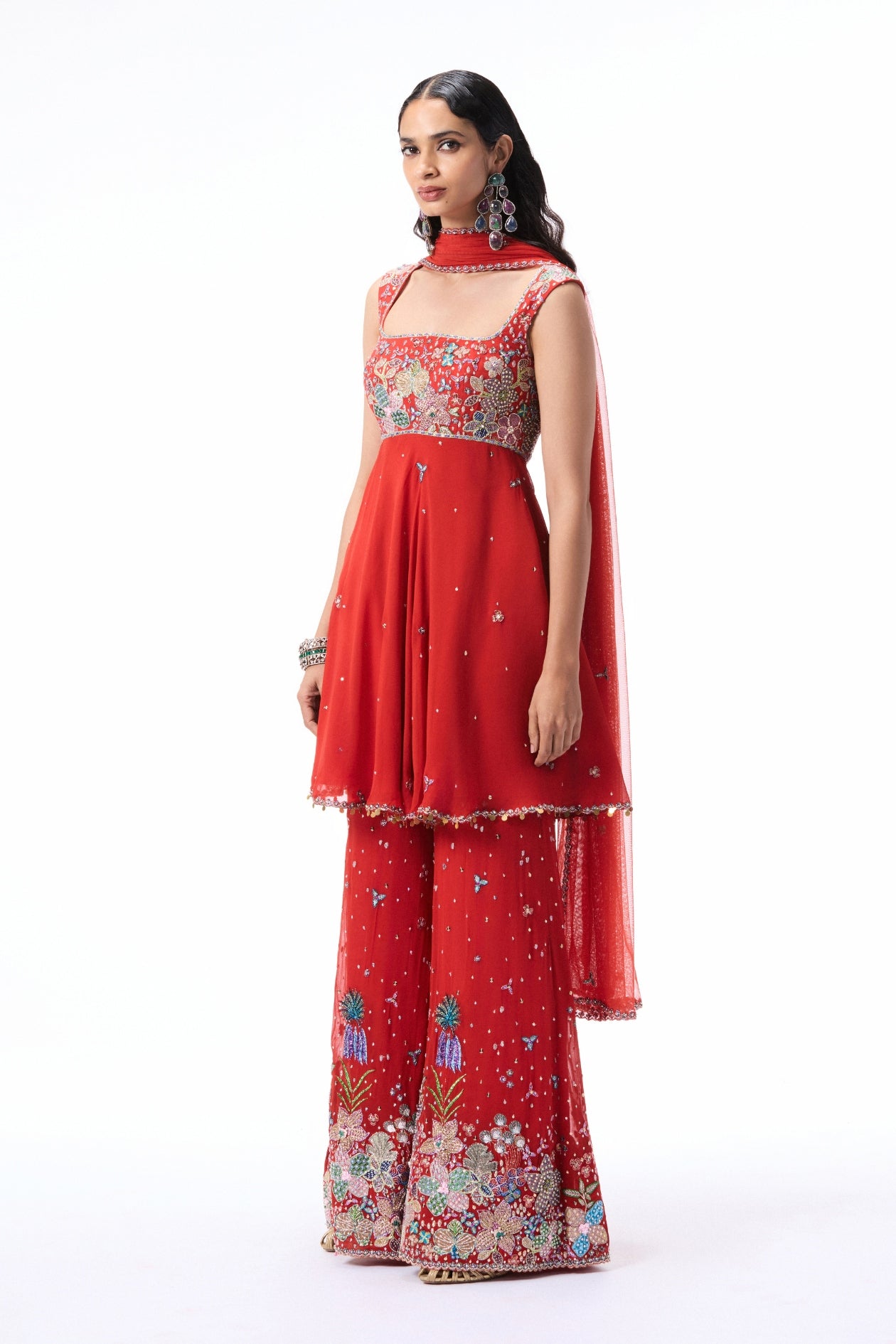 BLEUCIEL - Orange semi georgette sharara