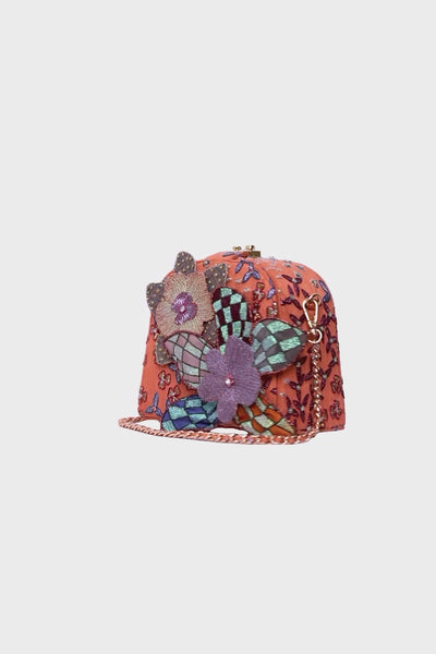Meridian - Orange  Raw Silk Dome Bag