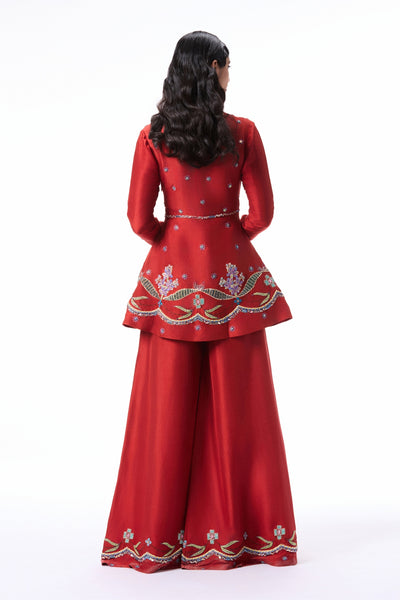 Sunwhim - rust dupion silk sharara