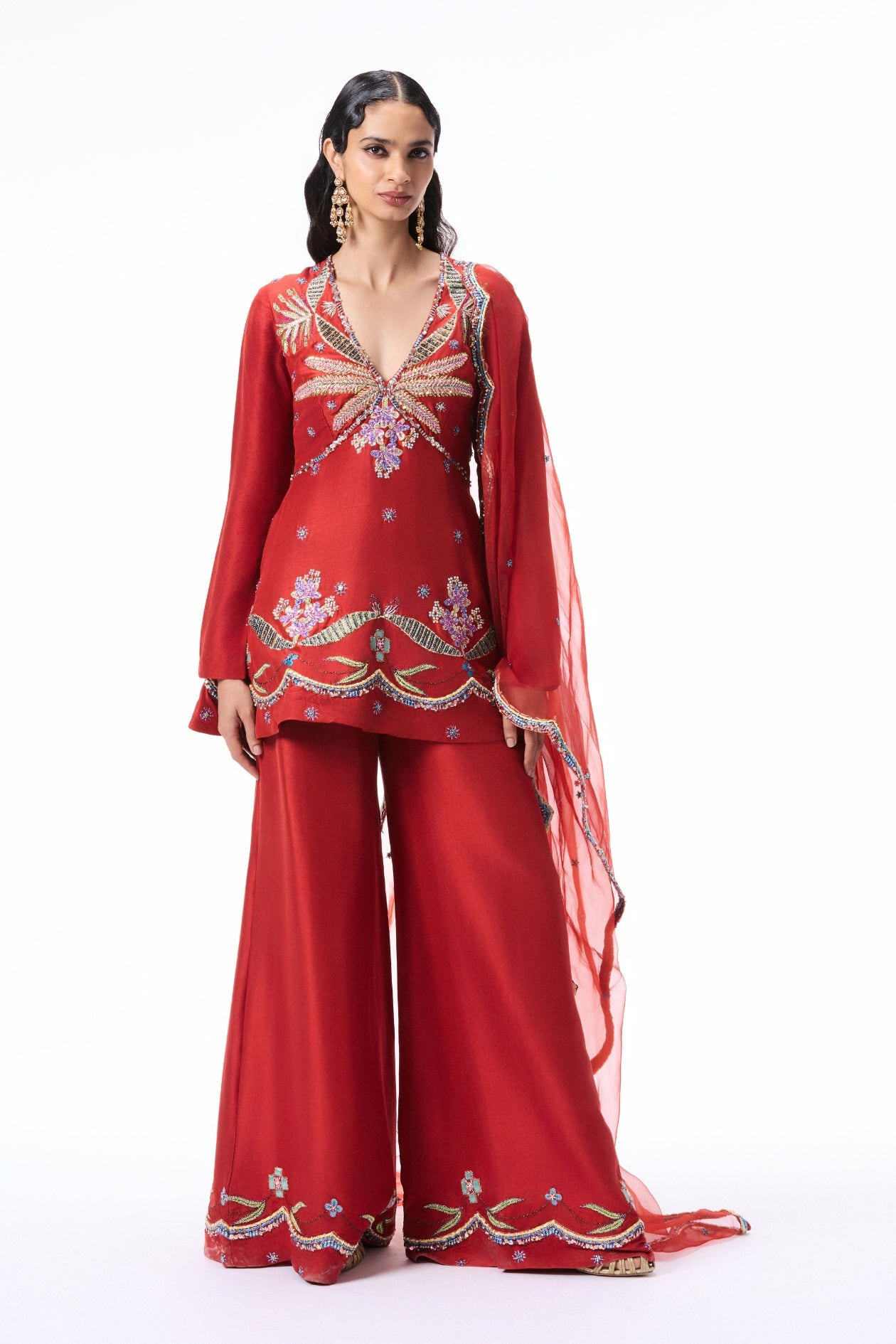 Sunwhim - rust dupion silk sharara