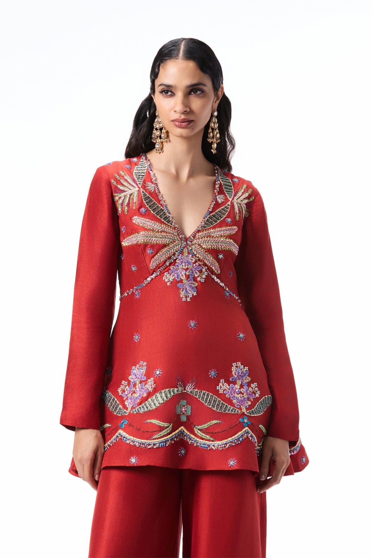 Sunwhim - rust dupion silk sharara