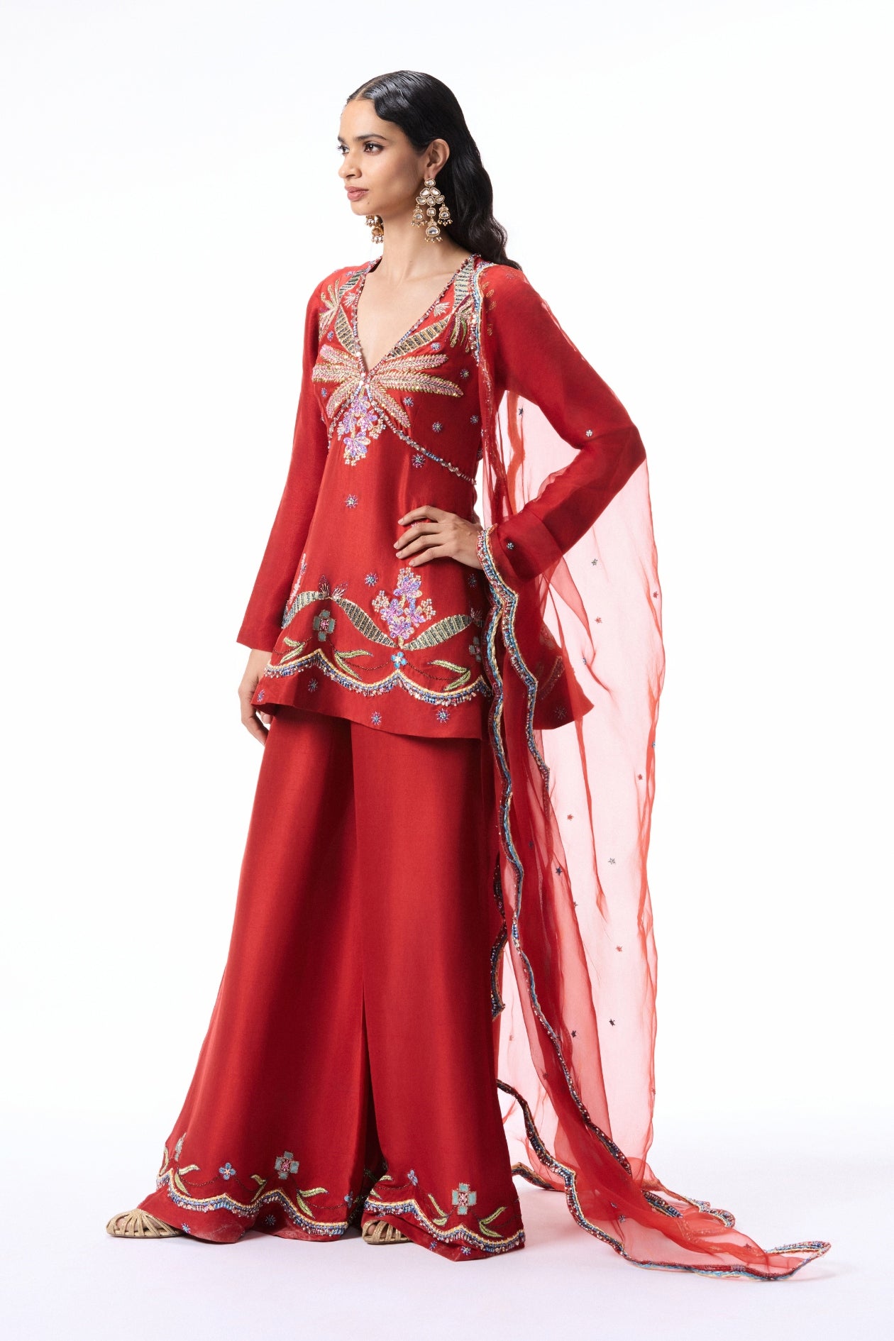 Sunwhim - rust dupion silk sharara