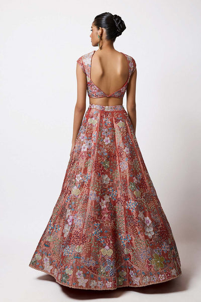 HK border and embroidery detail close-up rust outfit