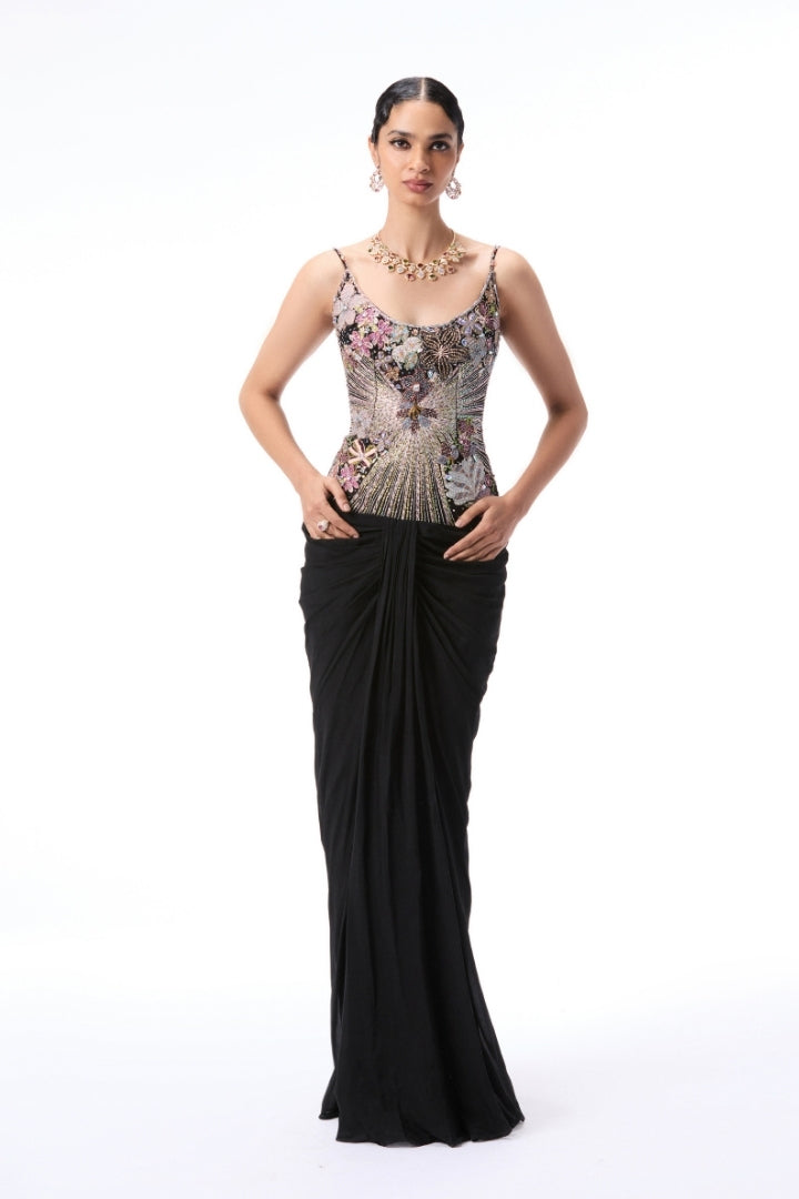 Mistmuse - black chiffon & tulle gown