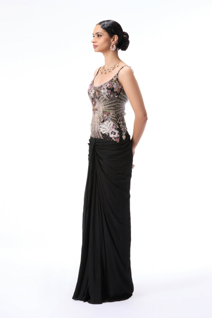 Mistmuse - black chiffon & tulle gown