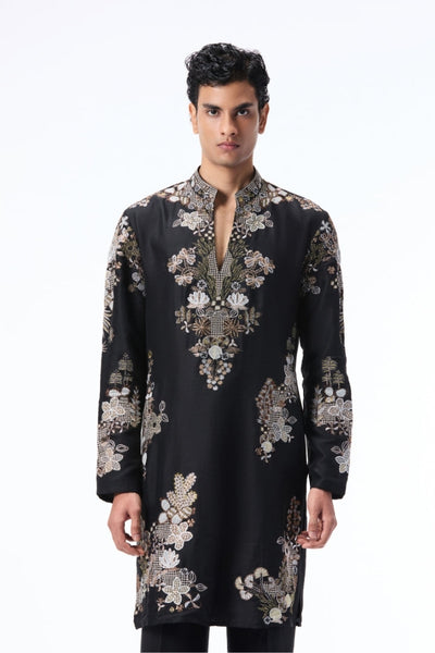 Emberwhim - Black dupion silk heavy kurta