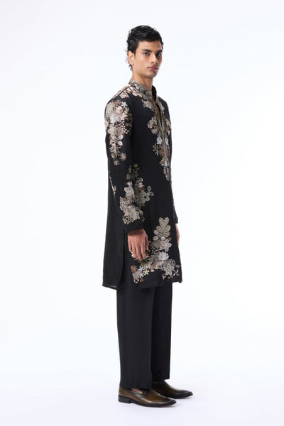 Emberwhim - Black dupion silk heavy kurta