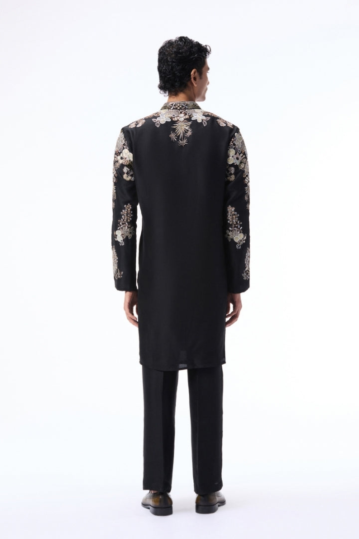 Emberwhim - Black dupion silk heavy kurta