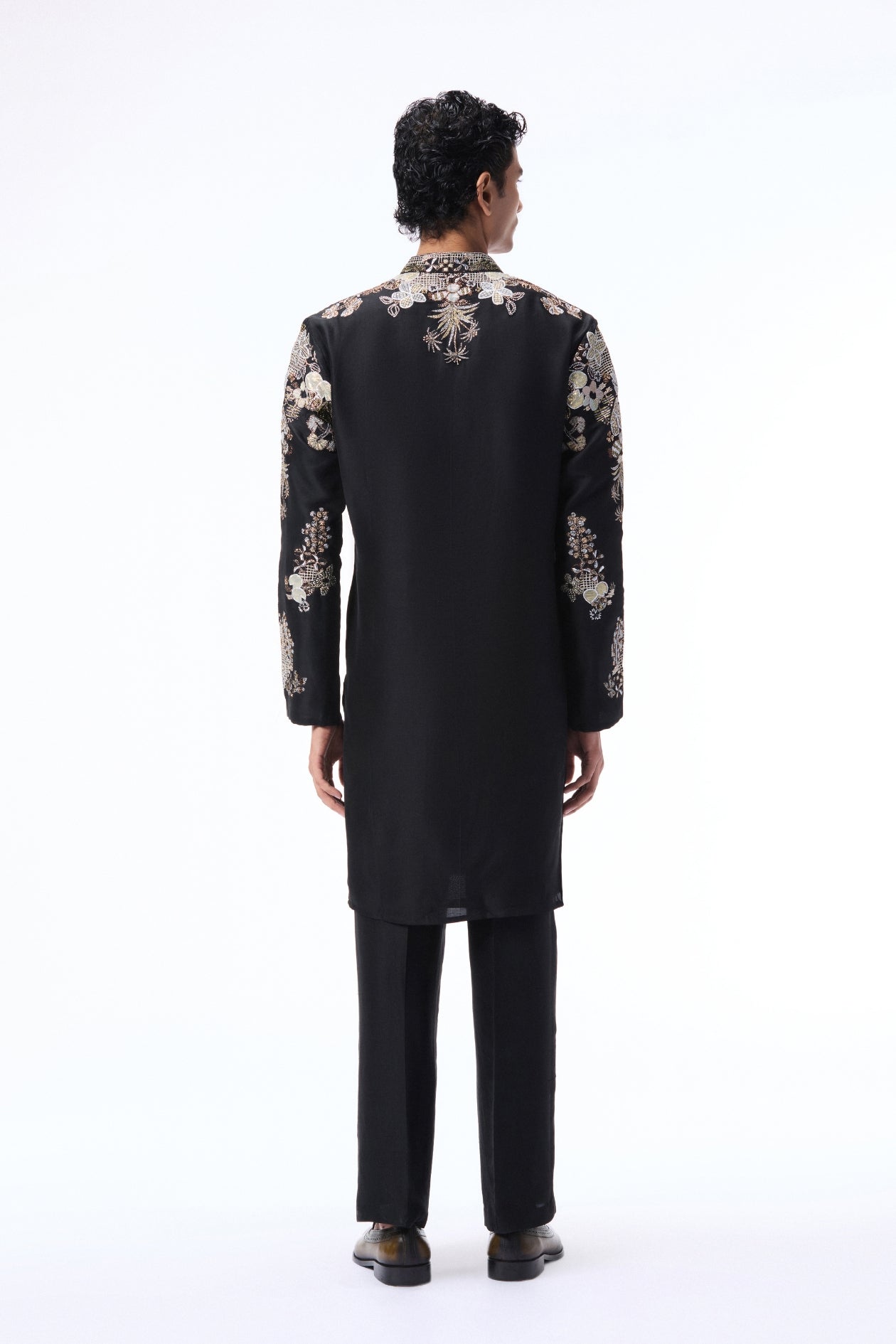 Emberwhim - Black dupion silk heavy kurta