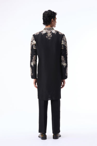 Emberwhim - Black dupion silk heavy kurta