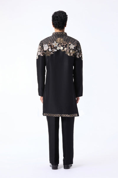 Bloomrise - Black dupion silk rays kurta