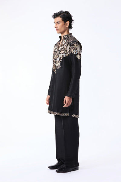 Bloomrise - Black dupion silk rays kurta