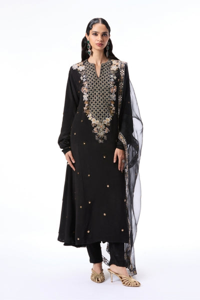 Vervemuse - Black mulberry crepe kurta
