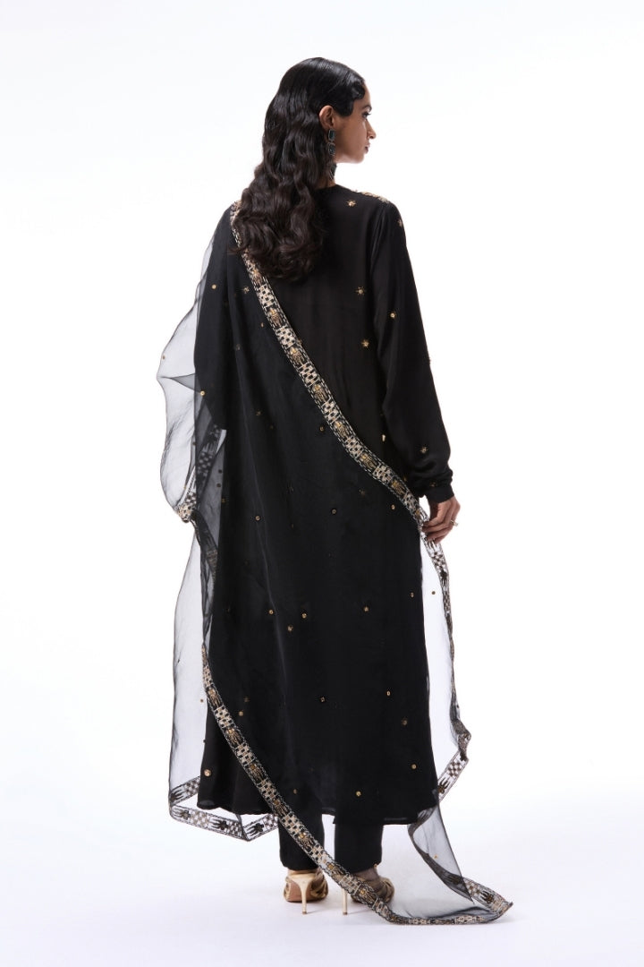 Vervemuse - Black mulberry crepe kurta