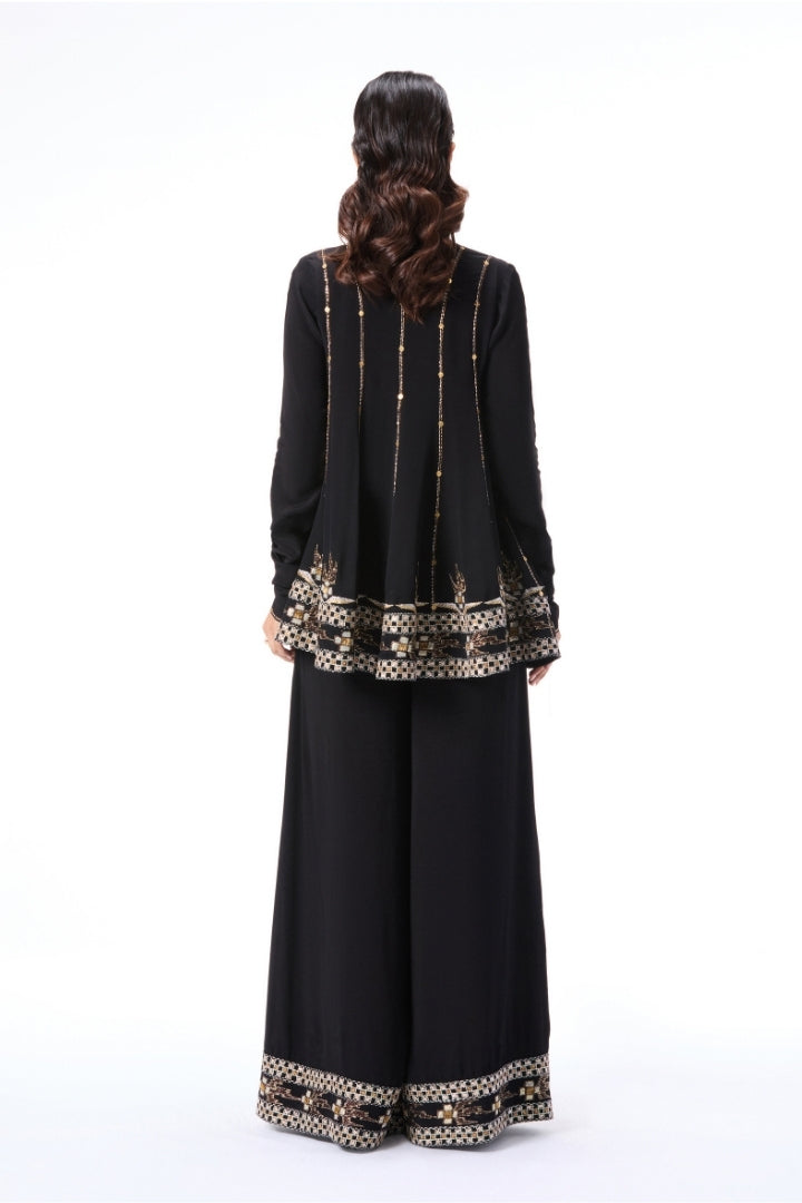 Etherbloom - Black mulberry crepe sharara