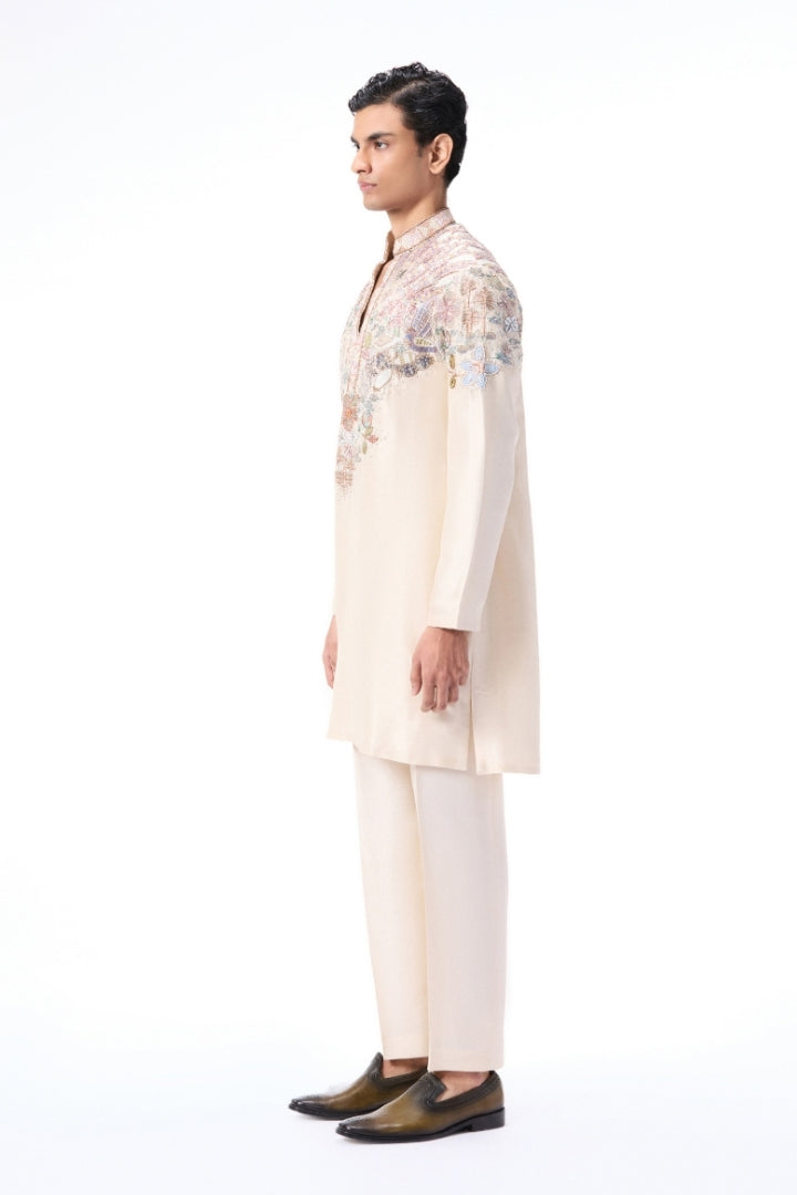 Bloomrise - ivory dupion silk rays kurta