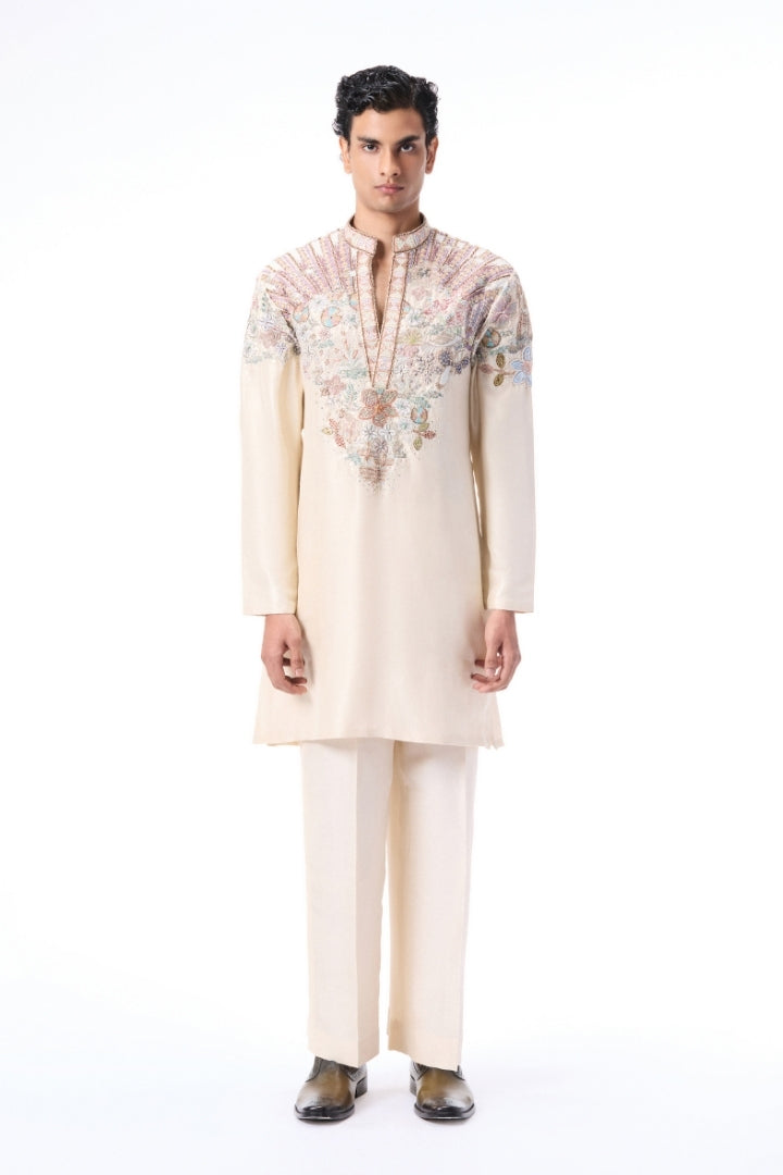 Bloomrise - ivory dupion silk rays kurta