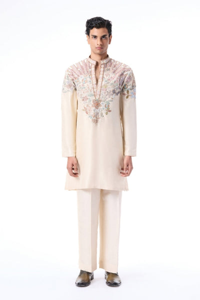 Bloomrise - ivory dupion silk rays kurta