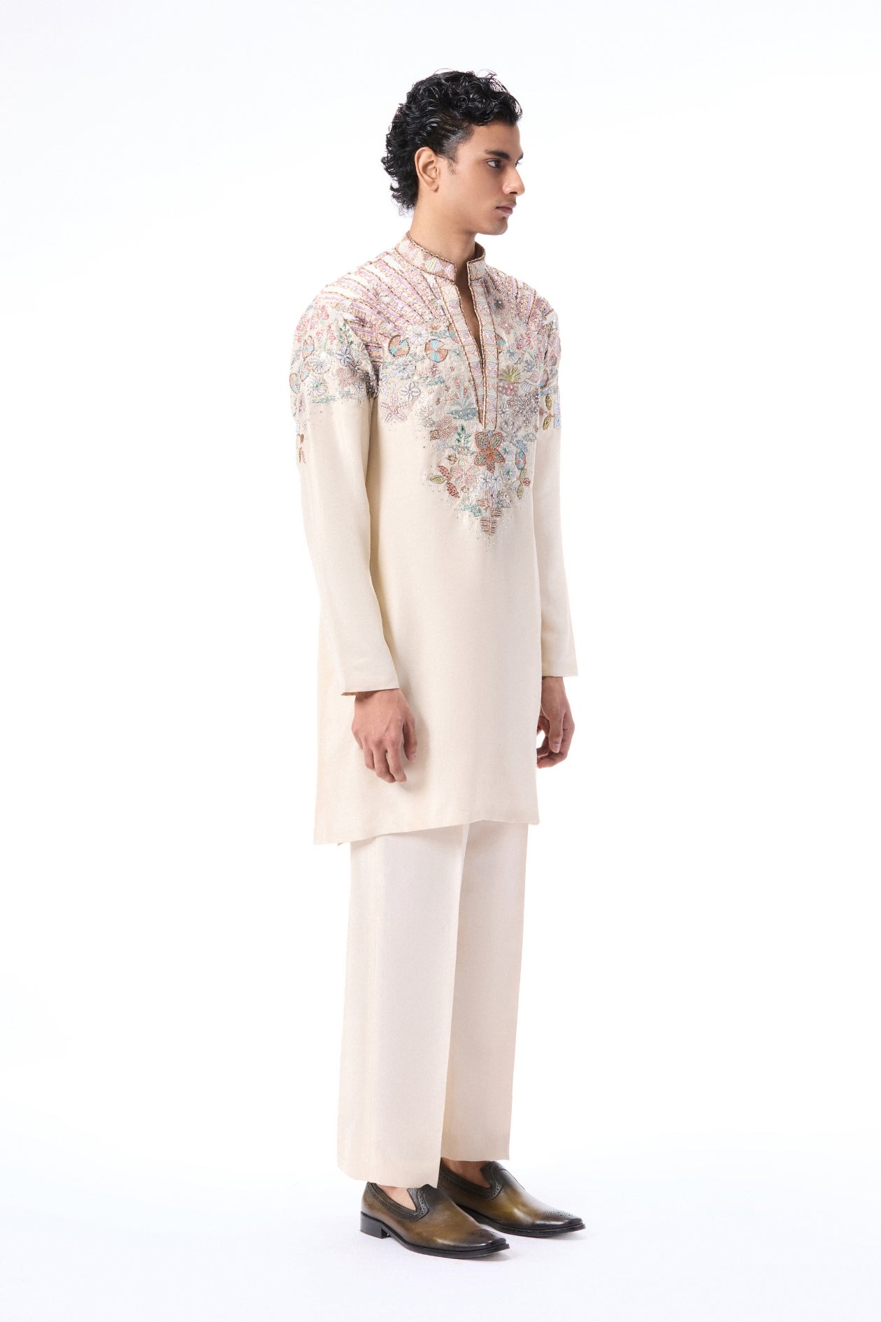 Bloomrise - ivory dupion silk rays kurta
