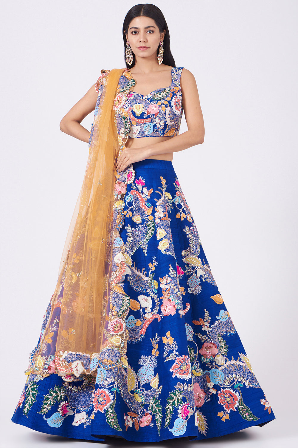 Nayra - Electric Blue Raw Silk Lehenga