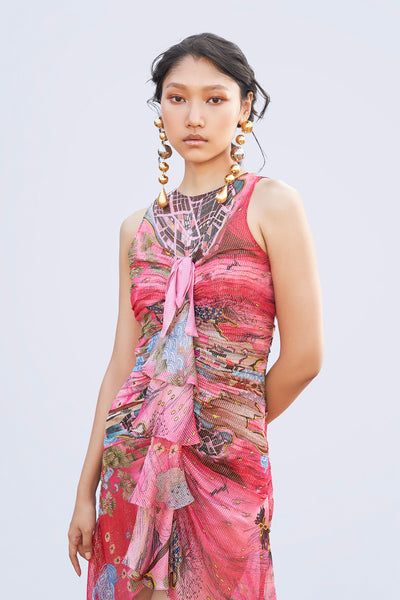 Fabric texture and stitching in focus.