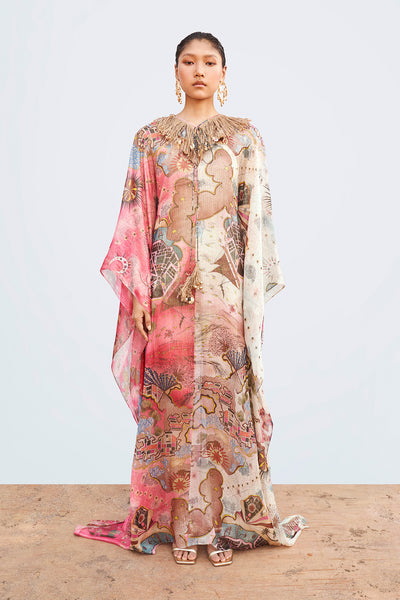 Front view of multi-color printed Starboard & Port kaftan.
