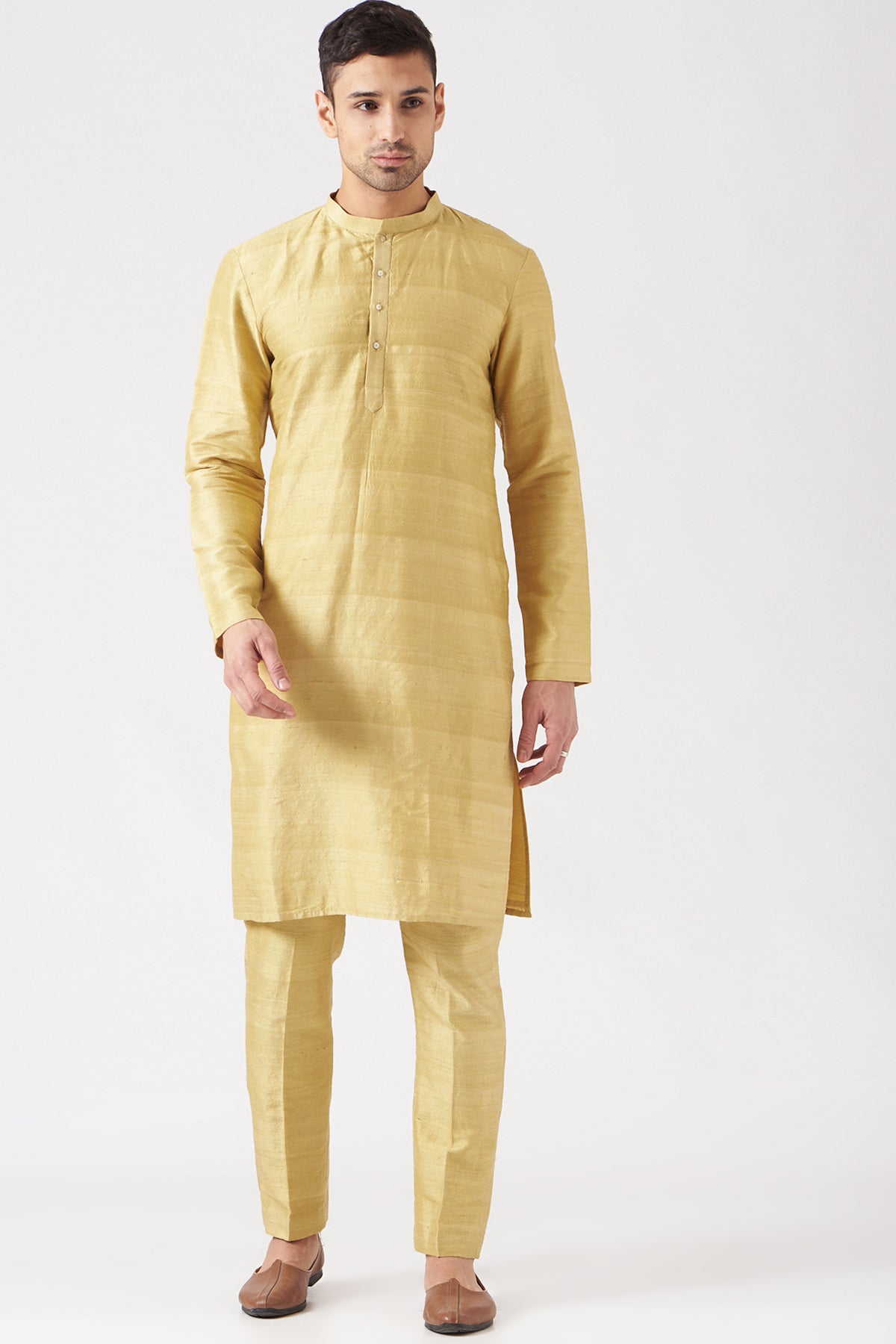 plum pastiche raw silk printed and embellished bundi with raw silk kurta and pants