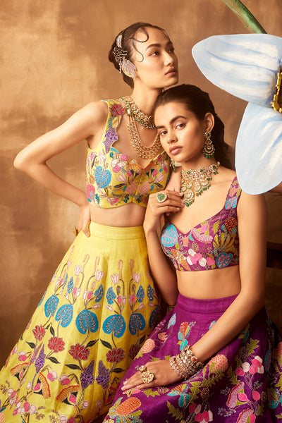 Close-up of left side appliqué and dupatta details